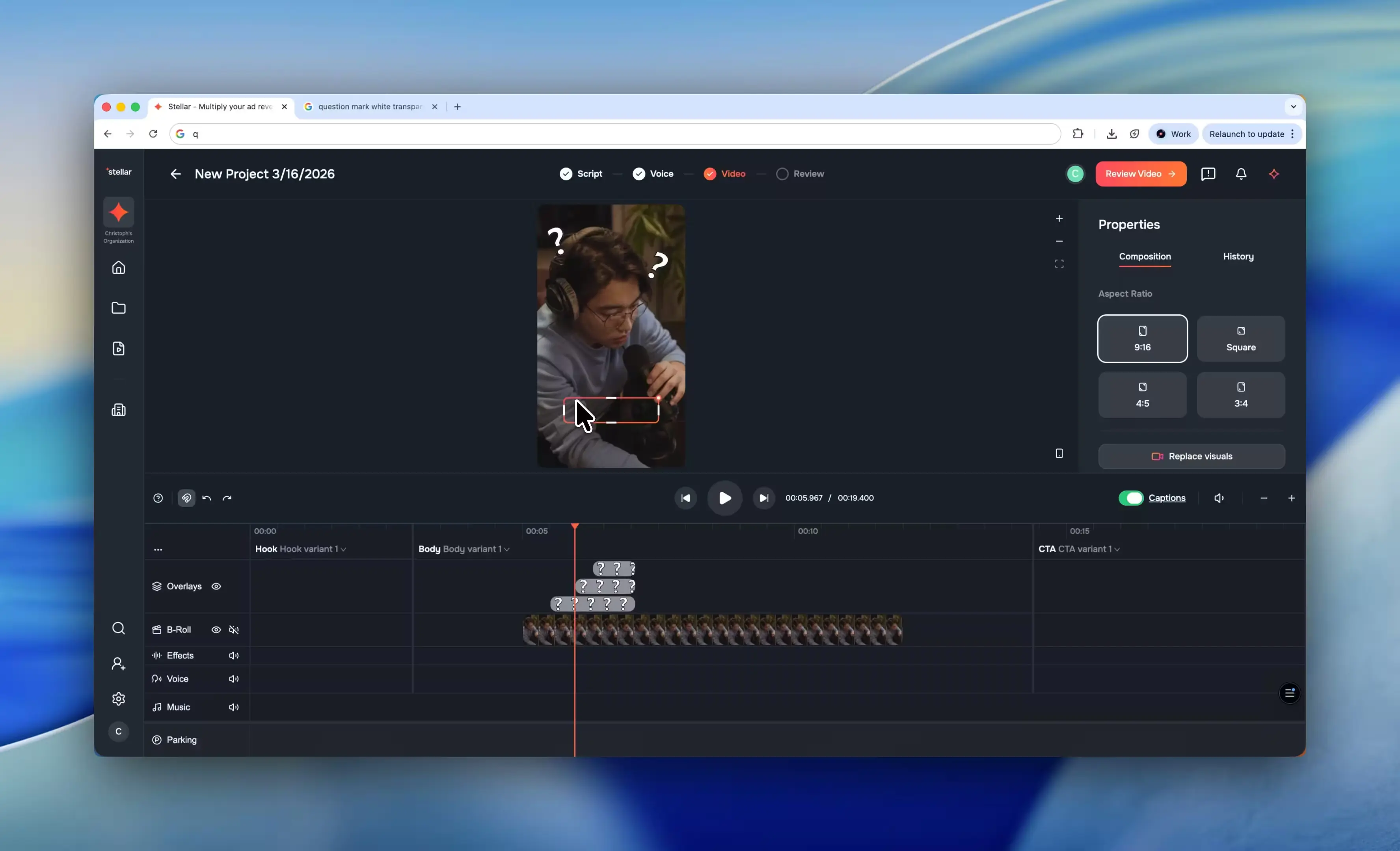 Sound effects support in the video editor