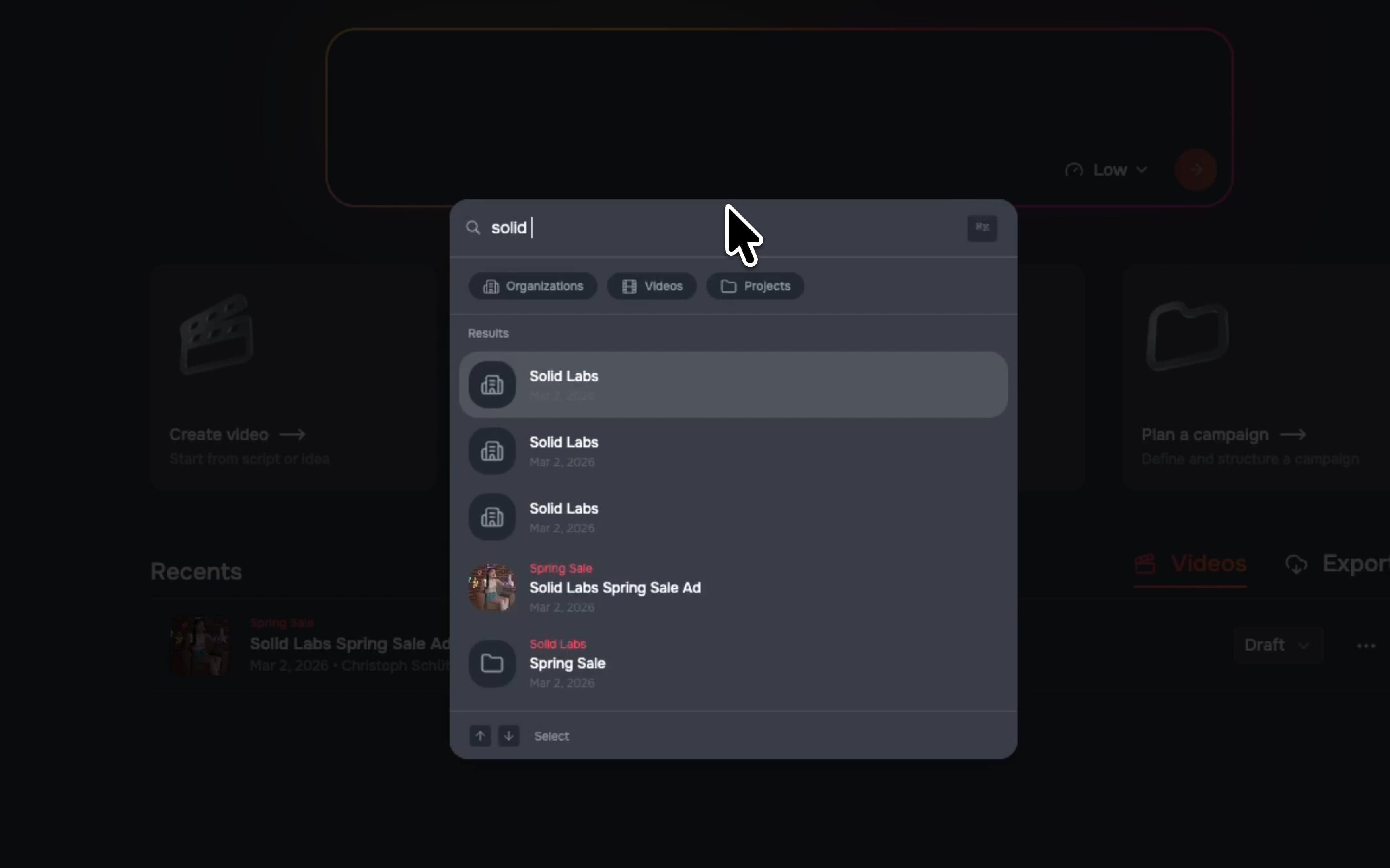 Omnisearch across project assets and organizations