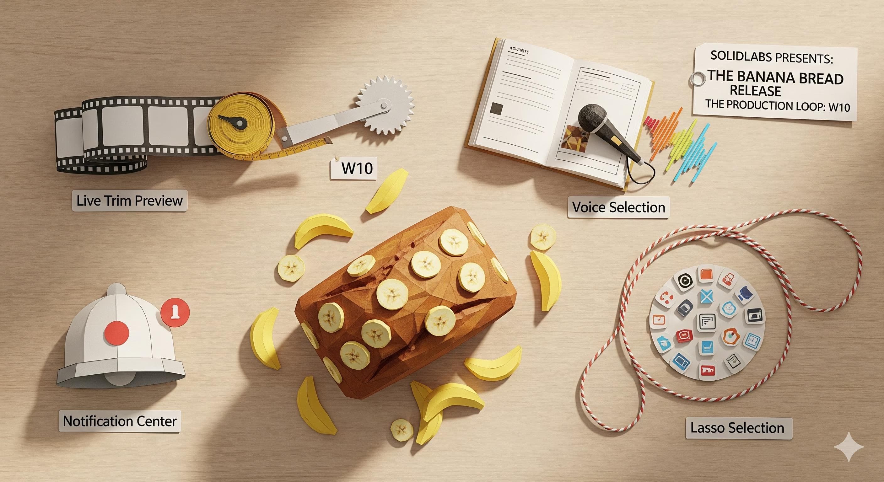 Banana Bread Release (W10): Trim Preview, Lasso Selection & Notification Center